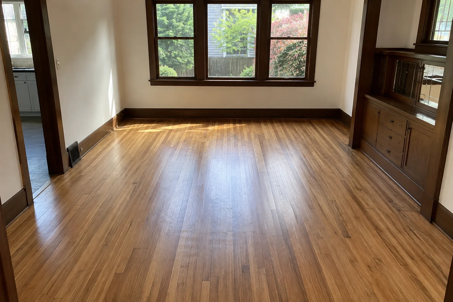Inspiration image showing narrow-plank oak flooring